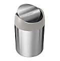 simplehuman Mini Round Steel Trash Can, 7-3/8"H x 5"W x 5"D, 1.6 Qt, Stainless Steel