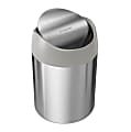 simplehuman Mini Round Steel Trash Can, 7-3/8"H x 5"W x 5"D, 1.6 Qt, Stainless Steel 1 thumbnail image