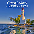 2024 BrownTrout Monthly Square Wall Calendar, 12" x 12", Great Lakes Lighthouses, January to December