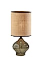 Adesso® Emma Table Lamp, 22-1/4"H, Rattan Shade/Dark Green Base