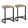 LumiSource Industrial Demi Counter Stools, Natural/Black, Set Of 2 Stools