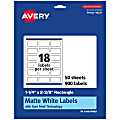 Avery® Permanent Labels With Sure Feed®, 94227-WMP50, Rectangle, 1-1/4" x 2-3/8", White, Pack Of 900