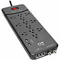 Tripp Lite Protect It! TLP128TTUSBB 12-Outlet Surge Protector with 2 USB Ports, 8’ Cord Length, Black 1 thumbnail image