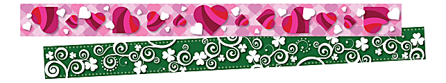 Barker Creek Double-Sided Border Strips, 3" x 35", Hearts And Clover, Set Of 24