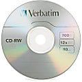 Verbatim CD RW 700MB 4X 12X High Speed Discs With Branded Surface ...