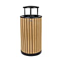 Alpine Slatted Recycled Plastic Panel Round Outdoor Trash Can with Rain Bonnet Lid, 32 Gallon, 33-7/8”H x 20”W x 20D, Cedar 1 thumbnail image