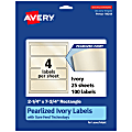 Avery® Pearlized Permanent Labels With Sure Feed®, 94244-PIP25, Rectangle, 2-1/4" x 7-3/4", Ivory, Pack Of 100 Labels 1 thumbnail image