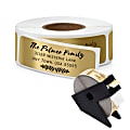 Personalized Custom Printed, Return Roll Address Labels, Gold Foil, Black Ink, 2-1/2" x 3/4", Roll of 250