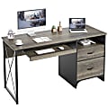 Bestier 56"W Office Desk With Drawers & Tray, Retro Gray Oak Dark 1 thumbnail image