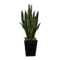 Nearly Natural Sansevieria 40”H Artificial Plant With Metal Planter, 40”H x 13”W x 13”D, Green/Black