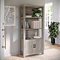 Martha Stewart Hutton 68" Shaker Bookcase with Storage Cabinet, Gray Washed Wood/Oil Rubbed Bronze