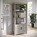 Martha Stewart Hutton 68" Shaker Bookcase with Storage Cabinet, Gray Washed Wood/Oil Rubbed Bronze