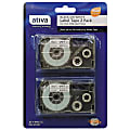 Ativa™ Model 9BWE2 Black-On-White Tapes, 0.38" x 25', Pack Of 2