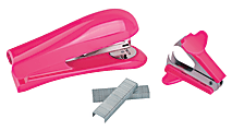 Office Depot® Brand Half-Strip Stapler With Staples And Remover, Pink 1 thumbnail image