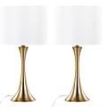 LumiSource Lenuxe Contemporary Table Lamps, 24-1/4”H, Turquoise Shade/Brushed Nickel Base, Set Of 4 Lamps
