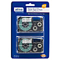 Ativa™ Model 9BCL2 Black-On-Clear Tapes, 0.38" x 25', Pack Of 2