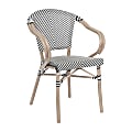 Flash Furniture Marseille Indoor/Outdoor Commercial Bistro Stacking Chair with Arms, Black & White/Light Natural Frame - SDAS64218BKWLTN 1 thumbnail image
