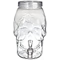 Amscan Halloween Skull Plastic Drink Dispenser, 1 Gallon, Clear