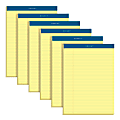 TOPS™ Double Docket™ Writing Pads, 8 1/2" x 11 3/4", Narrow Ruled, 100 Sheets, Canary, Pack Of 6 Pads