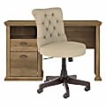 Bush Furniture Yorktown 50"W Home Office Desk And Chair Set, Reclaimed Pine, Standard Delivery
