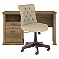 Bush Furniture Yorktown 50"W Home Office Desk And Chair Set, Reclaimed Pine, Standard Delivery 1 thumbnail image