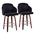 LumiSource Dahlia Counter Stools, Walnut/Black, Set Of 2 Stools