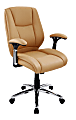Realspace® Eaton Bonded Leather Manager Mid-Back Chair, Tan/Black/Chrome