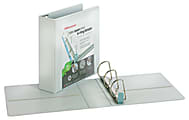 Office Depot® Brand EasyOpen™ ClearVue™ Locking Slant-D® Ring 3-Ring Binder, 3" D-Rings, Letter Size, White