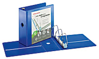 Office Depot® Brand EasyOpen™ ClearVue™ Locking Slant-D® Ring 3-Ring Binder, 5" D-Rings, Letter Size, Blue