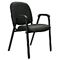 Office-Stor Plus Stacking Bonded Leather Guest Chair With Arms, Black