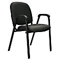 Office-Stor Plus Stacking Bonded Leather Guest Chair With Arms, Black 1 thumbnail image