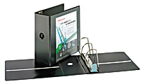 Office Depot® Brand EasyOpen® ClearVue™ Locking Slant-D® Ring Binder, 5" Rings, Letter Size, Black
