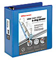 Office Depot® Brand EasyOpen™ ClearVue™ Locking Slant-D® Ring 3-Ring Binder, 4" D-Rings, Letter Size, Blue