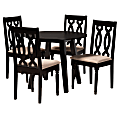 Baxton Studio Heidi Dining Set, 29-15/16"H x 35-7/16"W x 35-7/16"D, Sand/Dark Brown