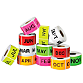 Tape Logic® Months Of The Year Labels, DL1238, 2" x 3", Assorted Colors, 500 Labels Per Roll, Pack Of 12 Rolls