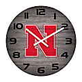 Imperial NCAA Weathered Wall Clock, 16”, University Of Nebraska