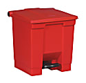 Rubbermaid® Step-On Square Plastic Trash Container, 17 1/8" x 15 3/4" x 16 1/4", 8 Gallons, Red