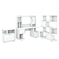 kathy ireland® Home by Bush Furniture Madison Avenue 60"W Computer Desk With Hutch/Lateral File Cabinet/Bookcase, Pure White, Standard Delivery