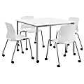 KFI Studios Dailey Square Dining Set With Caster Chairs, White/Silver