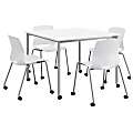KFI Studios Dailey Square Dining Set With Caster Chairs, White/Silver 1 thumbnail image