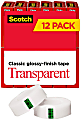 Scotch® Transparent Tape, 3/4" x 1,000", Clear, Pack Of 12 Rolls