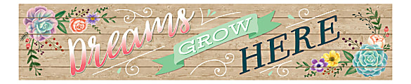 Teacher Created Resources Decorative Classroom Banner, 8" x 39", Rustic Bloom Dreams Grow Here 1 thumbnail image