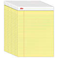 Office Depot® Brand Writing Pads, 8 1/2" x 11 3/4", Legal/Wide Ruled, 50 Sheets, Canary, Pack Of 12 Pads