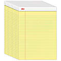 Office Depot® Brand Perforated Writing Pads, 8-1/2" x 11-3/4", Legal Ruled, 50 Sheets, Canary, Pack Of 12 Pads