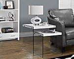 Monarch Specialties 2-Piece Nesting Table Set With Glass Base, Square, Glossy White 1 thumbnail image