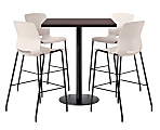 KFI Studios Proof Bistro Square Pedestal Table With Imme Bar Stools, Includes 4 Stools, 43-1/2”H x 42”W x 42”D, Cafelle Top/Black Base/Moonbeam Chairs 1 thumbnail image