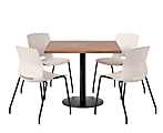 KFI Studios Proof Cafe Pedestal Table With Imme Chairs, Square, 29”H x 42”W x 42”W, River Cherry Top/Black Base/Moonbeam Chairs