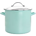 Martha Stewart Enamel-On-Steel Stock Pot With Glass Lid, 12 Qt, Turquoise