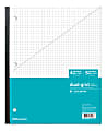Office Depot® Brand Wireless Notebook, 8-1/2" x 11", 1 Subject, Dual-Sized Quadrille Ruled (4" x 4", 5" x 5"), 80 Sheets, Teal/White 1 thumbnail image