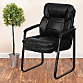 Flash Furniture LeatherSoft™ Faux Leather Sled-Base Side Chair, Black
